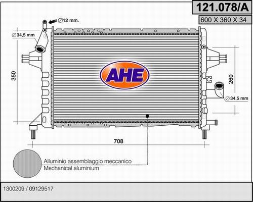 AHE 121.078/A - Radiators, Motora dzesēšanas sistēma autodraugiem.lv