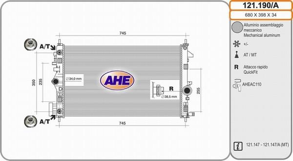 AHE 121.190/A - Radiators, Motora dzesēšanas sistēma autodraugiem.lv