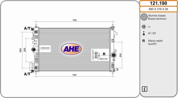 AHE 121.190 - Radiators, Motora dzesēšanas sistēma autodraugiem.lv