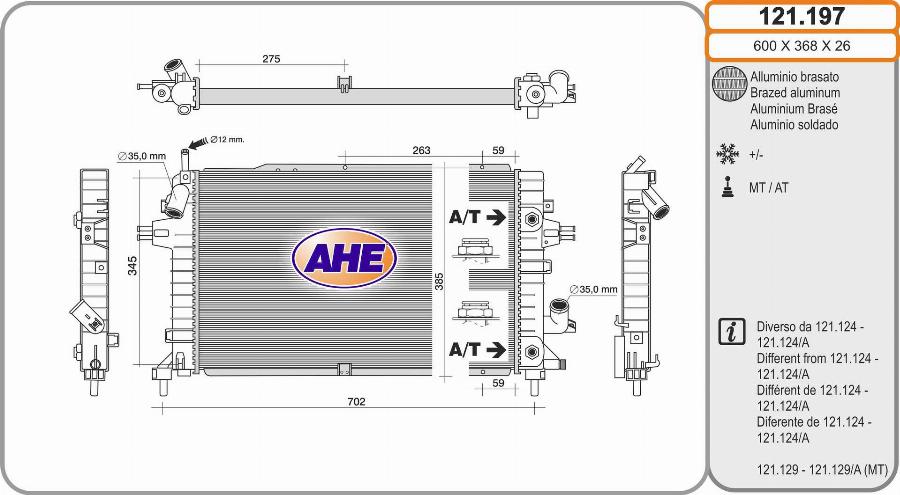 AHE 121.197 - Radiators, Motora dzesēšanas sistēma autodraugiem.lv