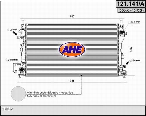 AHE 121.141/A - Radiators, Motora dzesēšanas sistēma autodraugiem.lv