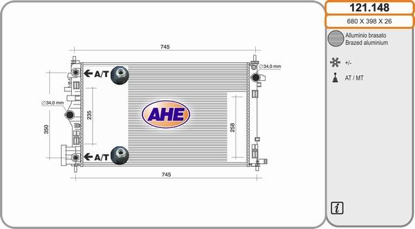 AHE 121.148 - Radiators, Motora dzesēšanas sistēma autodraugiem.lv