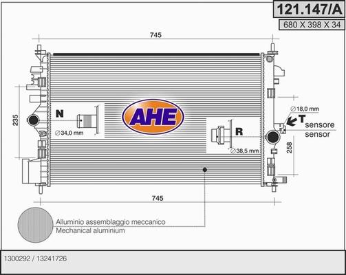 AHE 121.147/A - Radiators, Motora dzesēšanas sistēma autodraugiem.lv