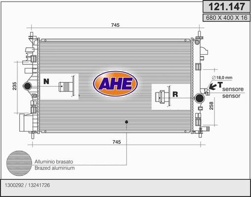 AHE 121.147 - Radiators, Motora dzesēšanas sistēma autodraugiem.lv