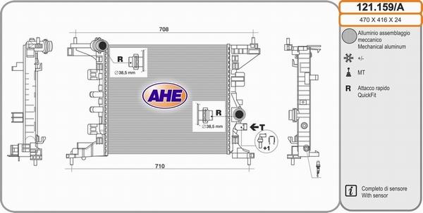 AHE 121.159/A - Radiators, Motora dzesēšanas sistēma autodraugiem.lv