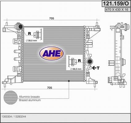 AHE 121.159/O - Radiators, Motora dzesēšanas sistēma autodraugiem.lv