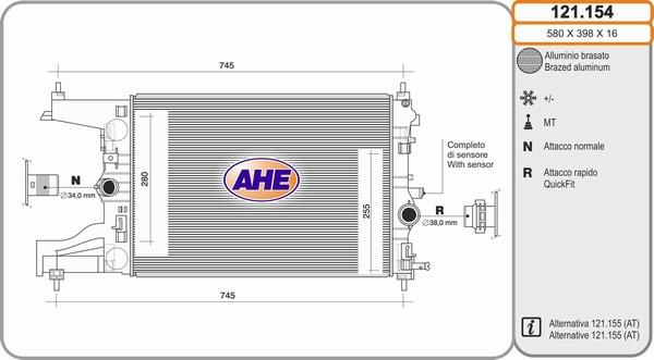 AHE 121.154 - Radiators, Motora dzesēšanas sistēma autodraugiem.lv