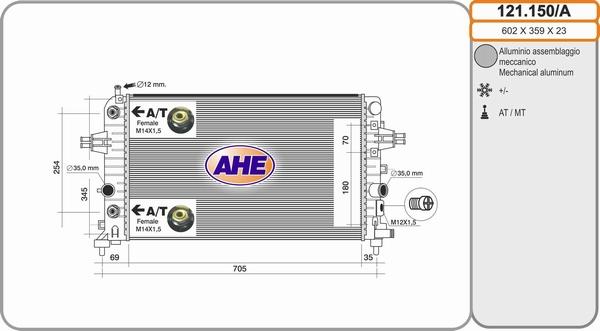 AHE 121.150/A - Radiators, Motora dzesēšanas sistēma autodraugiem.lv