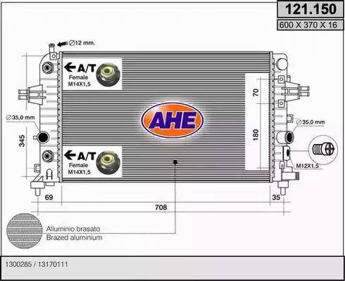 AHE 121.150 - Radiators, Motora dzesēšanas sistēma autodraugiem.lv