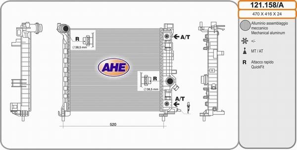 AHE 121.158/A - Radiators, Motora dzesēšanas sistēma autodraugiem.lv