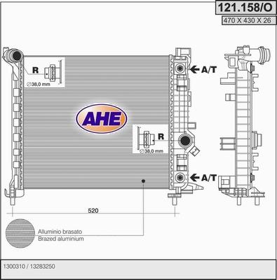 AHE 121.158/O - Radiators, Motora dzesēšanas sistēma autodraugiem.lv