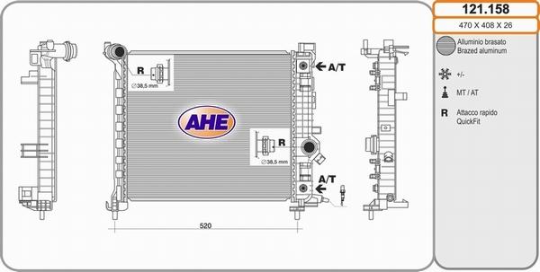 AHE 121.158 - Radiators, Motora dzesēšanas sistēma autodraugiem.lv