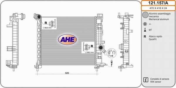 AHE 121.157/A - Radiators, Motora dzesēšanas sistēma autodraugiem.lv