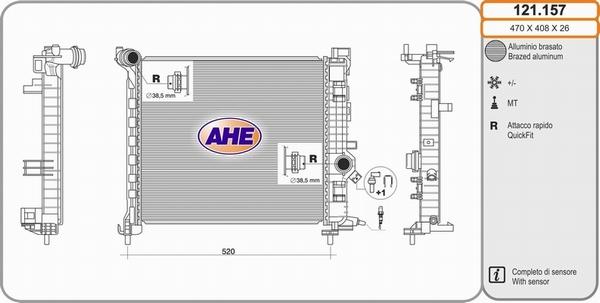 AHE 121.157 - Radiators, Motora dzesēšanas sistēma autodraugiem.lv