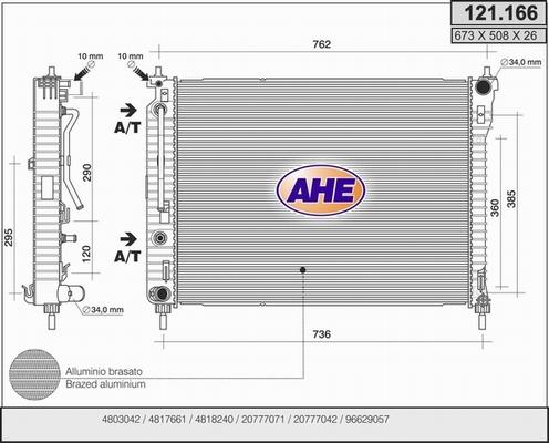 AHE 121.166 - Radiators, Motora dzesēšanas sistēma autodraugiem.lv