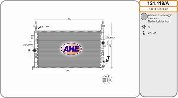 AHE 121.119/A - Radiators, Motora dzesēšanas sistēma autodraugiem.lv