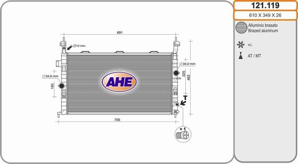 AHE 121.119 - Radiators, Motora dzesēšanas sistēma autodraugiem.lv