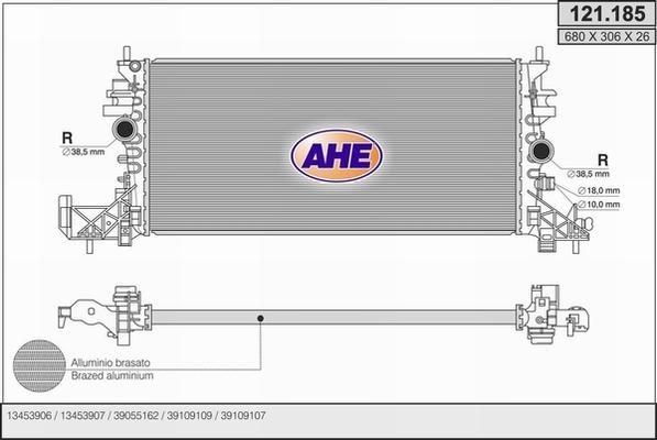 AHE 121.185 - Radiators, Motora dzesēšanas sistēma autodraugiem.lv