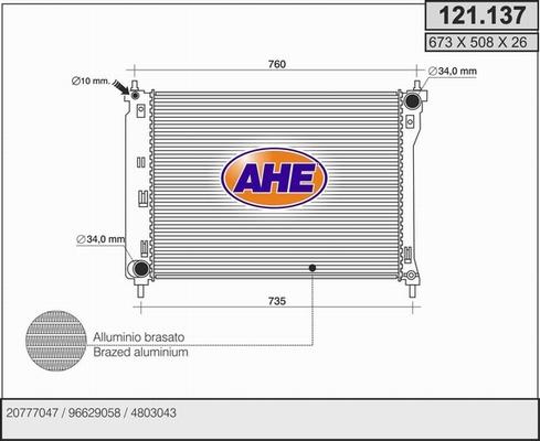 AHE 121.137 - Radiators, Motora dzesēšanas sistēma autodraugiem.lv