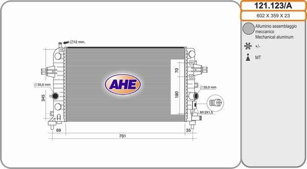 AHE 121.123/A - Radiators, Motora dzesēšanas sistēma autodraugiem.lv