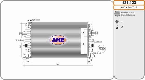 AHE 121.123 - Radiators, Motora dzesēšanas sistēma autodraugiem.lv