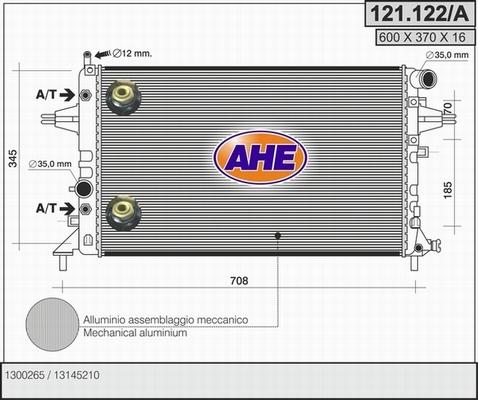 AHE 121.122/A - Radiators, Motora dzesēšanas sistēma autodraugiem.lv