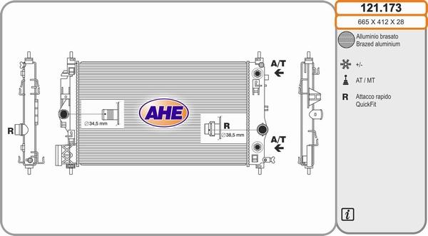 AHE 121.173 - Radiators, Motora dzesēšanas sistēma autodraugiem.lv