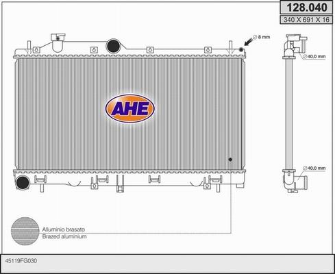 AHE 128.040 - Radiators, Motora dzesēšanas sistēma autodraugiem.lv