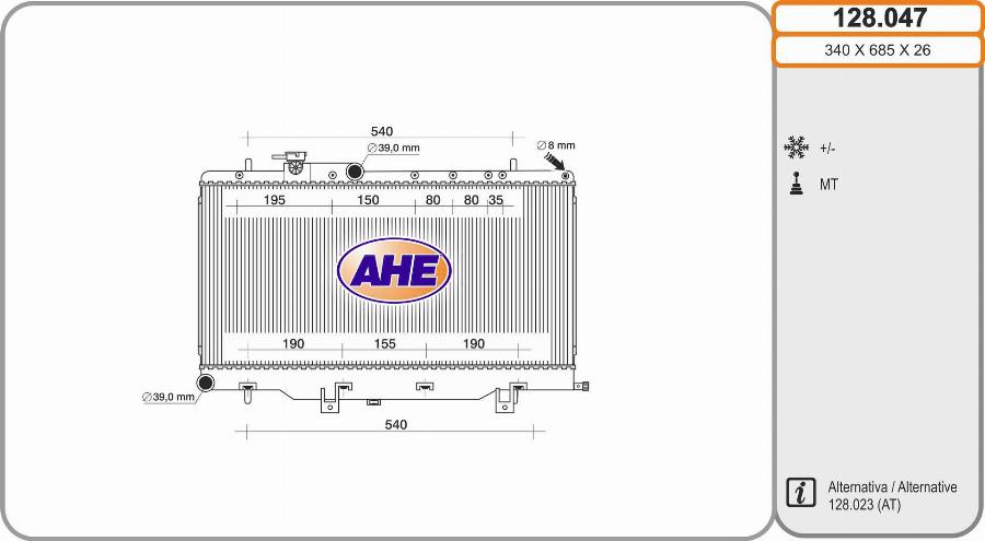 AHE 128.047 - Radiators, Motora dzesēšanas sistēma autodraugiem.lv