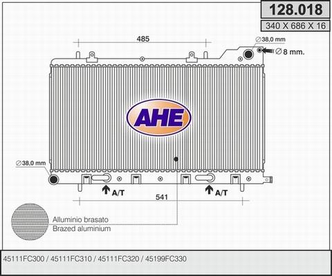 AHE 128.018 - Radiators, Motora dzesēšanas sistēma autodraugiem.lv