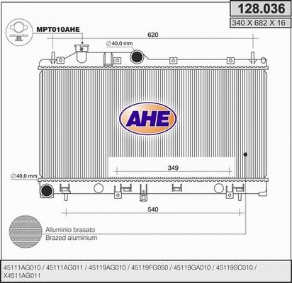 AHE 128.036 - Radiators, Motora dzesēšanas sistēma autodraugiem.lv