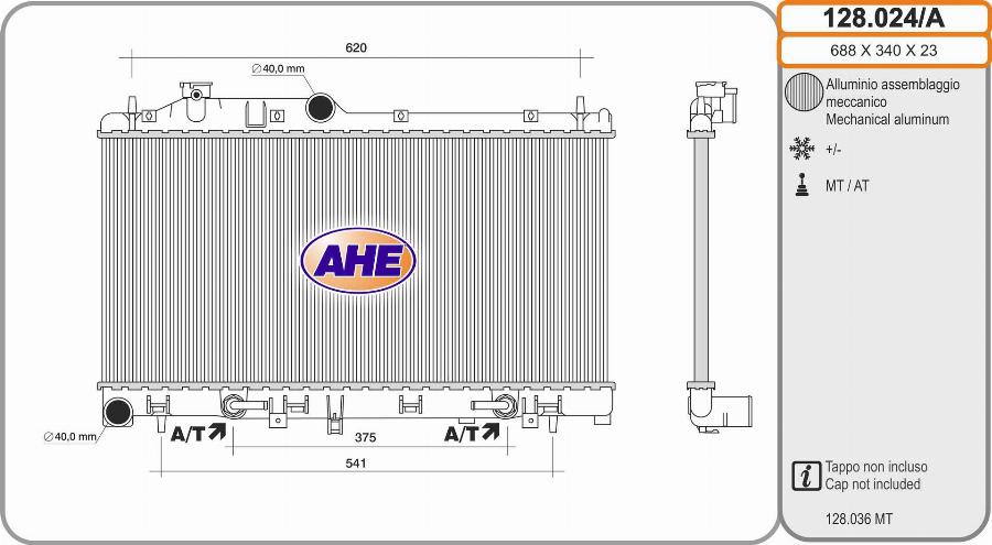 AHE 128.024/A - Radiators, Motora dzesēšanas sistēma autodraugiem.lv