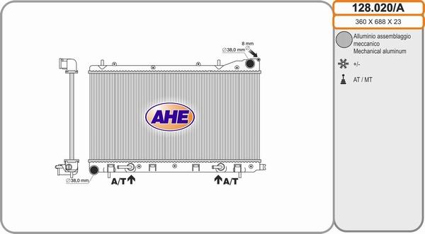 AHE 128.020/A - Radiators, Motora dzesēšanas sistēma autodraugiem.lv