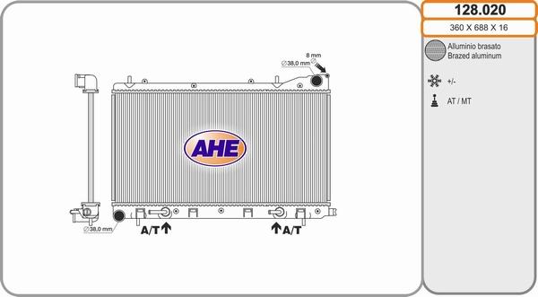 AHE 128.020 - Radiators, Motora dzesēšanas sistēma autodraugiem.lv