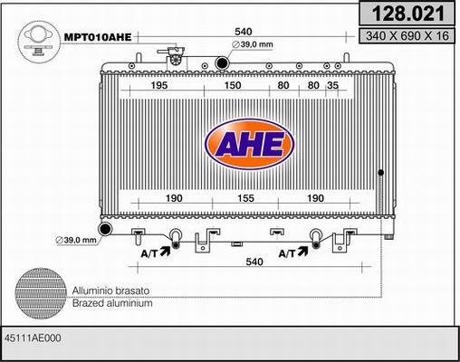 AHE 128.021 - Radiators, Motora dzesēšanas sistēma autodraugiem.lv