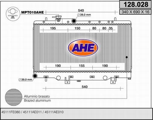 AHE 128.028 - Radiators, Motora dzesēšanas sistēma autodraugiem.lv