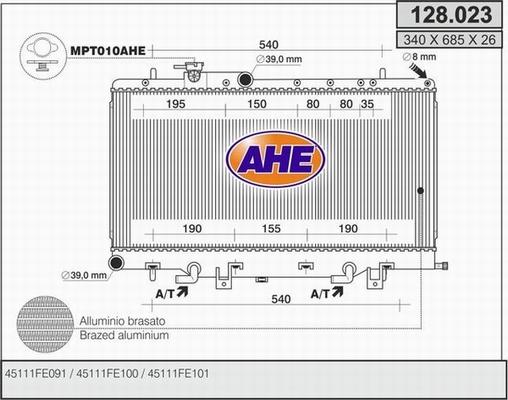 AHE 128.023 - Radiators, Motora dzesēšanas sistēma autodraugiem.lv