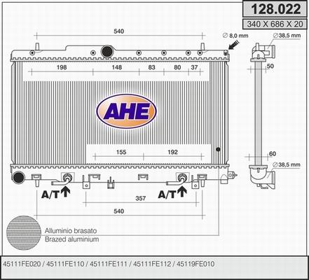 AHE 128.022 - Radiators, Motora dzesēšanas sistēma autodraugiem.lv