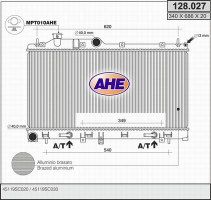 AHE 128.027 - Radiators, Motora dzesēšanas sistēma autodraugiem.lv