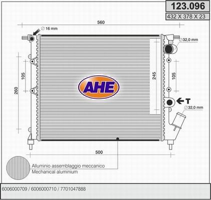 AHE 123.096 - Radiators, Motora dzesēšanas sistēma autodraugiem.lv