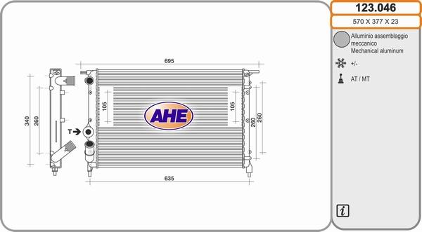 AHE 123.046 - Radiators, Motora dzesēšanas sistēma autodraugiem.lv