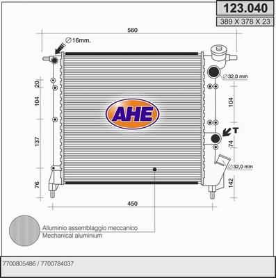 AHE 123.040 - Radiators, Motora dzesēšanas sistēma autodraugiem.lv