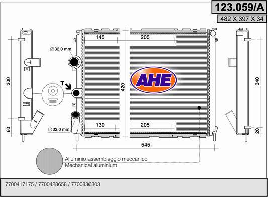 AHE 123.059/A - Radiators, Motora dzesēšanas sistēma autodraugiem.lv