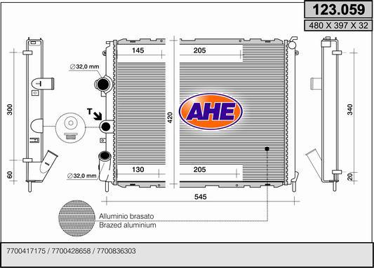 AHE 123.059 - Radiators, Motora dzesēšanas sistēma autodraugiem.lv