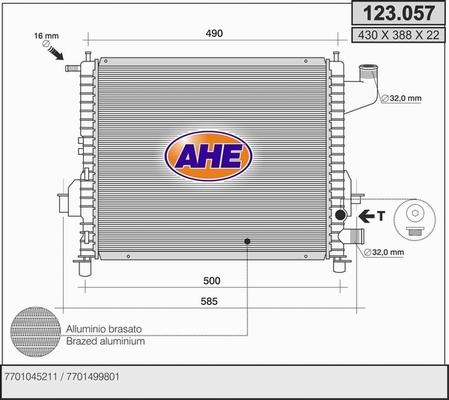 AHE 123.057 - Radiators, Motora dzesēšanas sistēma autodraugiem.lv