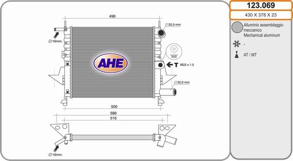 AHE 123.069 - Radiators, Motora dzesēšanas sistēma autodraugiem.lv