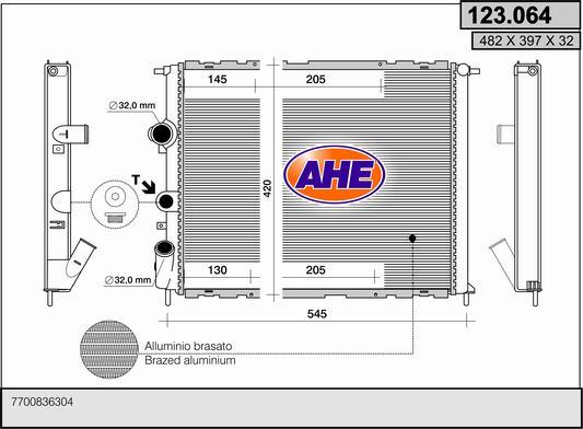 AHE 123.064 - Radiators, Motora dzesēšanas sistēma autodraugiem.lv