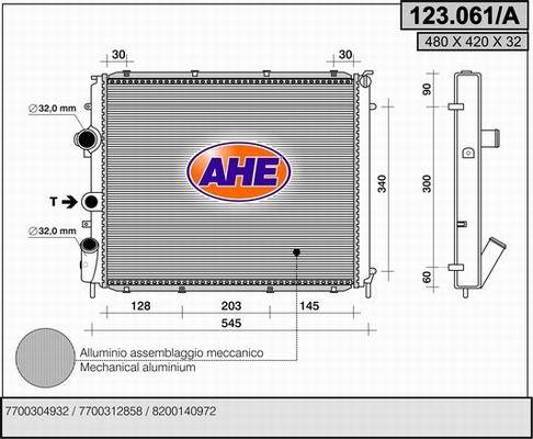 AHE 123.061/A - Radiators, Motora dzesēšanas sistēma autodraugiem.lv