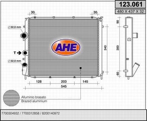 AHE 123.061 - Radiators, Motora dzesēšanas sistēma autodraugiem.lv