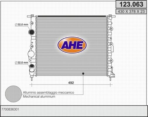 AHE 123.063 - Radiators, Motora dzesēšanas sistēma autodraugiem.lv